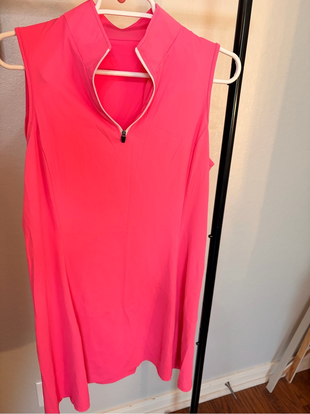 Sleeveless Zip-Front Active Dress- Hot Pink